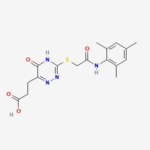 molecular formula C17H20N4O4S B2361830 3-(3-((2-(Mesitylamino)-2-oxoethyl)thio)-5-oxo-4,5-dihydro-1,2,4-triazin-6-yl)propanoic acid CAS No. 898607-42-6