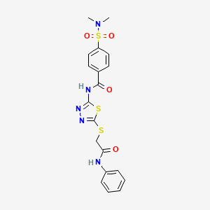 N-[5-(2-anilino-2-oxoethyl)sulfanyl-1,3,4-thiadiazol-2-yl]-4-(dimethylsulfamoyl)benzamide