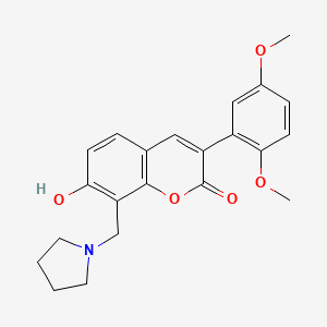 molecular formula C22H23NO5 B2361847 3-(2,5-二甲氧基苯基)-7-羟基-8-(吡咯烷-1-基甲基)-2H-色烯-2-酮 CAS No. 864753-63-9