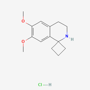 molecular formula C14H20ClNO2 B2361853 6',7'-Dimethoxy-3',4'-dihydro-2'H-spiro[cyclobutane-1,1'-isoquinoline] hydrochloride CAS No. 2126162-17-0