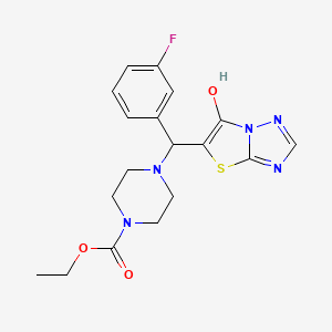 Ethyl 4-((3-fluorophenyl)(6-hydroxythiazolo[3,2-b][1,2,4]triazol-5-yl)methyl)piperazine-1-carboxylate