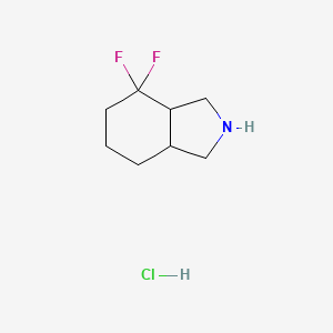 molecular formula C8H14ClF2N B2361880 7,7-二氟-1,2,3,3a,4,5,6,7a-八氢异吲哚；盐酸盐 CAS No. 2411288-36-1