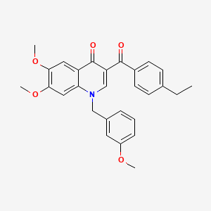 molecular formula C28H27NO5 B2361881 3-(4-Ethylbenzoyl)-6,7-dimethoxy-1-[(3-methoxyphenyl)methyl]quinolin-4-one CAS No. 866727-41-5