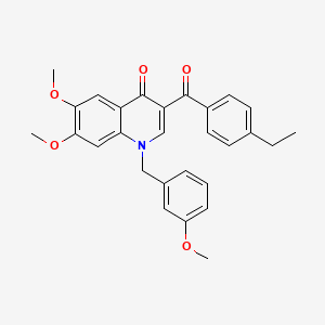 molecular formula C28H27NO5 B2361881 3-(4-Etilbenzoil)-6,7-dimetoxi-1-[(3-metoxifenil)metil]quinolin-4-ona CAS No. 866727-41-5