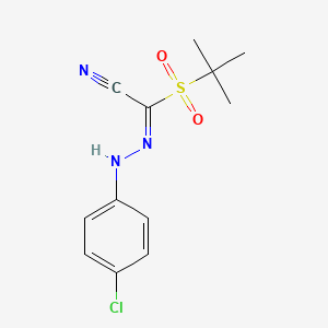 molecular formula C12H14ClN3O2S B2361890 2-(叔丁基磺酰基)-2-[2-(4-氯苯基)腙基]乙腈 CAS No. 338976-15-1