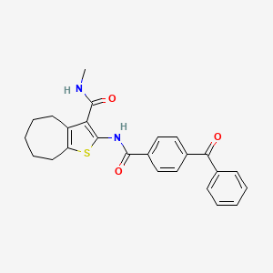 molecular formula C25H24N2O3S B2361892 2-(4-ベンゾイルベンゾイルアミド)-N-メチル-5,6,7,8-テトラヒドロ-4H-シクロヘプタ[b]チオフェン-3-カルボキサミド CAS No. 893124-49-7