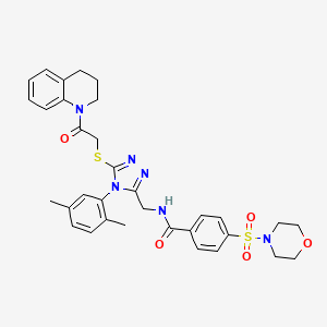molecular formula C33H36N6O5S2 B2361896 N-((5-((2-(3,4-二氢喹啉-1(2H)-基)-2-氧代乙基)硫)-4-(2,5-二甲苯基)-4H-1,2,4-三唑-3-基)甲基)-4-(吗啉磺酰基)苯甲酰胺 CAS No. 309968-62-5