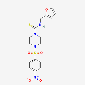 molecular formula C16H18N4O5S2 B2361907 N-(furan-2-ylmethyl)-4-(4-nitrophenyl)sulfonylpiperazine-1-carbothioamide CAS No. 774546-34-8