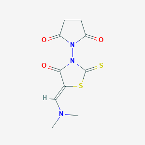 molecular formula C10H11N3O3S2 B2361915 1-[(5Z)-5-(dimethylaminomethylidene)-4-oxo-2-sulfanylidene-1,3-thiazolidin-3-yl]pyrrolidine-2,5-dione CAS No. 477845-33-3