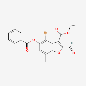 molecular formula C20H15BrO6 B2361929 Ethyl 5-(benzoyloxy)-4-bromo-2-formyl-7-methylbenzofuran-3-carboxylate CAS No. 324538-72-9