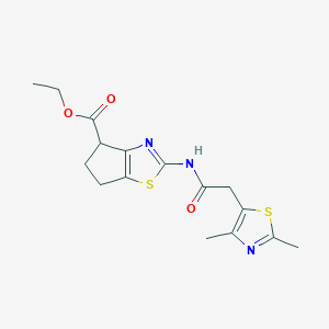 ethyl 2-(2-(2,4-dimethylthiazol-5-yl)acetamido)-5,6-dihydro-4H-cyclopenta[d]thiazole-4-carboxylate