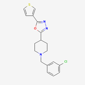 molecular formula C18H18ClN3OS B2361944 2-(1-(3-Chlorobenzyl)piperidin-4-yl)-5-(thiophen-3-yl)-1,3,4-oxadiazole CAS No. 1448132-84-0