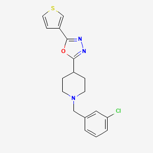 molecular formula C18H18ClN3OS B2361944 2-(1-(3-氯苄基)哌啶-4-基)-5-(噻吩-3-基)-1,3,4-恶二唑 CAS No. 1448132-84-0