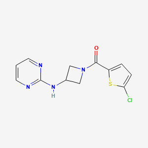 molecular formula C12H11ClN4OS B2361956 (5-Chlorothiophen-2-yl)(3-(pyrimidin-2-ylamino)azetidin-1-yl)methanone CAS No. 2320377-16-8