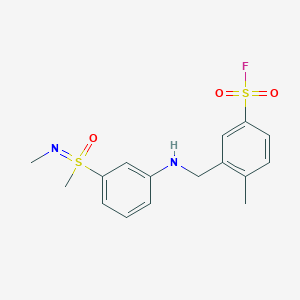 molecular formula C16H19FN2O3S2 B2361958 3-[[3-(N,S-Dimethylsulfonimidoyl)anilino]methyl]-4-methylbenzenesulfonyl fluoride CAS No. 2411307-41-8