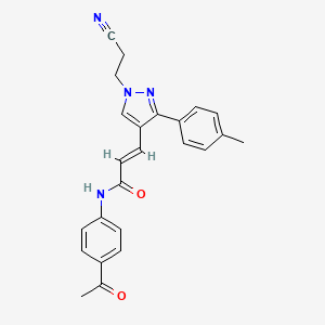 molecular formula C24H22N4O2 B2361962 (E)-N-(4-acetylphenyl)-3-(1-(2-cyanoethyl)-3-(p-tolyl)-1H-pyrazol-4-yl)acrylamide CAS No. 957047-79-9