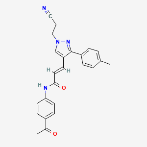 molecular formula C24H22N4O2 B2361962 (E)-N-(4-乙酰苯基)-3-(1-(2-氰乙基)-3-(对甲苯基)-1H-吡唑-4-基)丙烯酰胺 CAS No. 957047-79-9