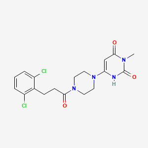molecular formula C18H20Cl2N4O3 B2361963 6-(4-(3-(2,6-dichlorophenyl)propanoyl)piperazin-1-yl)-3-methylpyrimidine-2,4(1H,3H)-dione CAS No. 2320576-64-3