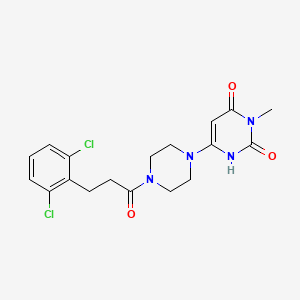 molecular formula C18H20Cl2N4O3 B2361963 6-(4-(3-(2,6-Dichlorphenyl)propanoyl)piperazin-1-yl)-3-methylpyrimidin-2,4(1H,3H)-dion CAS No. 2320576-64-3