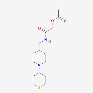 2-oxo-2-(((1-(tetrahydro-2H-thiopyran-4-yl)piperidin-4-yl)methyl)amino)ethyl acetate