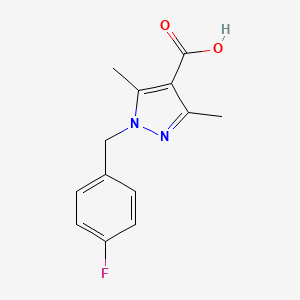 molecular formula C13H13FN2O2 B2361968 1-(4-Fluorobenzyl)-3,5-dimethyl-1H-pyrazole-4-carboxylic acid CAS No. 1154898-82-4