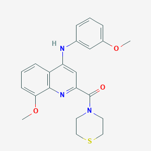 molecular formula C22H23N3O3S B2361976 (8-Methoxy-4-((3-methoxyphenyl)amino)quinolin-2-yl)(thiomorpholino)methanone CAS No. 1251679-35-2