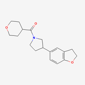 molecular formula C18H23NO3 B2361988 3-(2,3-Dihydro-1-benzofuran-5-yl)-1-(oxane-4-carbonyl)pyrrolidine CAS No. 2097863-07-3