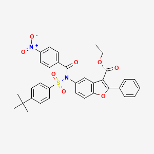 ethyl 5-(N-((4-(tert-butyl)phenyl)sulfonyl)-4-nitrobenzamido)-2-phenylbenzofuran-3-carboxylate