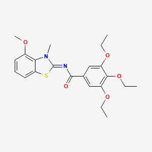 molecular formula C22H26N2O5S B2361993 3,4,5-triethoxy-N-(4-methoxy-3-methyl-1,3-benzothiazol-2-ylidene)benzamide CAS No. 441291-62-9