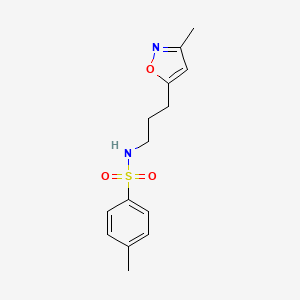 molecular formula C14H18N2O3S B2361994 4-methyl-N-(3-(3-methylisoxazol-5-yl)propyl)benzenesulfonamide CAS No. 2034509-18-5