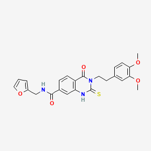 molecular formula C24H23N3O5S B2362004 3-[2-(3,4-dimethoxyphenyl)ethyl]-N-(furan-2-ylmethyl)-4-oxo-2-sulfanylidene-1H-quinazoline-7-carboxamide CAS No. 443353-59-1