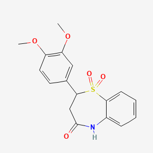 molecular formula C17H17NO5S B2362005 2-(3,4-二甲氧基苯基)-2,3-二氢-1,5-苯并噻氮杂茚-4(5H)-酮 1,1-二氧化物 CAS No. 863452-63-5