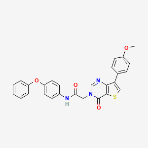 molecular formula C27H21N3O4S B2362007 2-[7-(4-甲氧基苯基)-4-氧代噻吩并[3,2-d]嘧啶-3(4H)-基]-N-(4-苯氧基苯基)乙酰胺 CAS No. 1207049-00-0