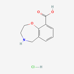 molecular formula C10H12ClNO3 B2362014 2,3,4,5-Tetrahydro-1,4-benzoxazepine-9-carboxylic acid hydrochloride CAS No. 1055879-22-5