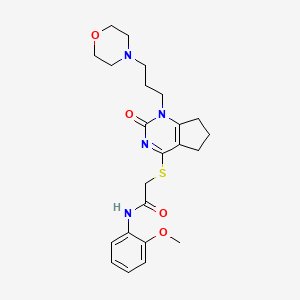 molecular formula C23H30N4O4S B2362021 N-(2-methoxyphenyl)-2-((1-(3-morpholinopropyl)-2-oxo-2,5,6,7-tetrahydro-1H-cyclopenta[d]pyrimidin-4-yl)thio)acetamide CAS No. 898444-77-4