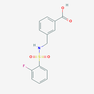 molecular formula C14H12FNO4S B2362032 3-[[(2-Fluorophenyl)sulfonylamino]methyl]benzoic acid CAS No. 1184233-56-4