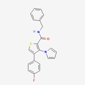 molecular formula C22H17FN2OS B2362040 N-benzyl-4-(4-fluorophenyl)-3-(1H-pyrrol-1-yl)thiophene-2-carboxamide CAS No. 1359001-61-8