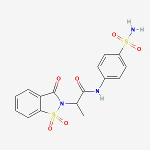 molecular formula C16H15N3O6S2 B2362041 2-(1,1-dioxido-3-oxobenzo[d]isothiazol-2(3H)-yl)-N-(4-sulfamoylphenyl)propanamide CAS No. 899955-72-7