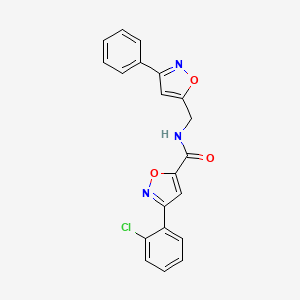molecular formula C20H14ClN3O3 B2362044 3-(2-chlorophenyl)-N-[(3-phenyl-1,2-oxazol-5-yl)methyl]-1,2-oxazole-5-carboxamide CAS No. 478043-66-2