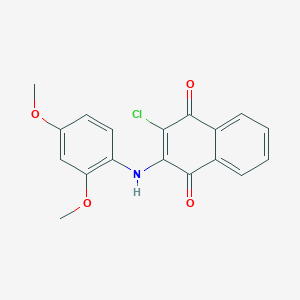 molecular formula C18H14ClNO4 B2362057 2-Chloro-3-[(2,4-dimethoxyphenyl)amino]-1,4-dihydronaphthalene-1,4-dione CAS No. 378756-30-0