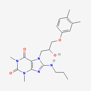 molecular formula C21H29N5O4 B2362059 7-(3-(3,4-dimethylphenoxy)-2-hydroxypropyl)-1,3-dimethyl-8-(propylamino)-1H-purine-2,6(3H,7H)-dione CAS No. 919021-04-8