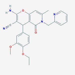 molecular formula C25H24N4O4 B2362072 2-amino-4-(4-ethoxy-3-methoxyphenyl)-7-methyl-5-oxo-6-(pyridin-2-ylmethyl)-5,6-dihydro-4H-pyrano[3,2-c]pyridine-3-carbonitrile CAS No. 758700-84-4