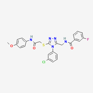 molecular formula C25H21ClFN5O3S B2362073 N-[[4-(3-chlorophenyl)-5-[2-(4-methoxyanilino)-2-oxoethyl]sulfanyl-1,2,4-triazol-3-yl]methyl]-3-fluorobenzamide CAS No. 391914-63-9