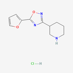 molecular formula C11H14ClN3O2 B2362081 3-[5-(2-Furyl)-1,2,4-oxadiazol-3-yl]piperidine hydrochloride CAS No. 2058529-48-7