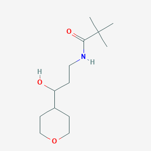 molecular formula C13H25NO3 B2362087 N-(3-羟基-3-(四氢-2H-吡喃-4-基)丙基)戊酰胺 CAS No. 2034260-46-1