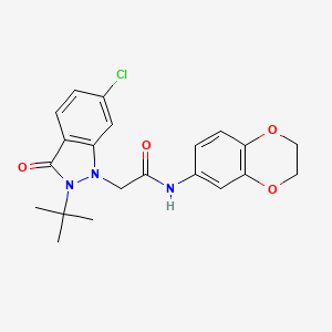 2-(2-(tert-butyl)-6-chloro-3-oxo-2,3-dihydro-1H-indazol-1-yl)-N-(2,3-dihydrobenzo[b][1,4]dioxin-6-yl)acetamide