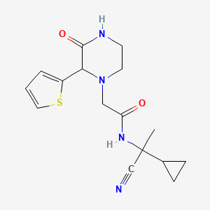 molecular formula C16H20N4O2S B2362124 N-(1-Cyano-1-cyclopropylethyl)-2-(3-oxo-2-thiophen-2-ylpiperazin-1-yl)acetamide CAS No. 1436015-32-5