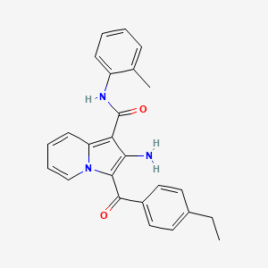 molecular formula C25H23N3O2 B2362133 2-amino-3-[(4-ethylphenyl)carbonyl]-N-(2-methylphenyl)indolizine-1-carboxamide CAS No. 903278-67-1