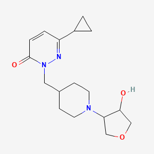 molecular formula C17H25N3O3 B2362135 6-Cyclopropyl-2-{[1-(4-hydroxyoxolan-3-yl)piperidin-4-yl]methyl}-2,3-dihydropyridazin-3-one CAS No. 2097929-25-2