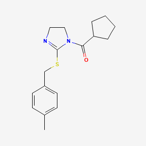 molecular formula C17H22N2OS B2362141 cyclopentyl(2-((4-methylbenzyl)thio)-4,5-dihydro-1H-imidazol-1-yl)methanone CAS No. 851804-79-0